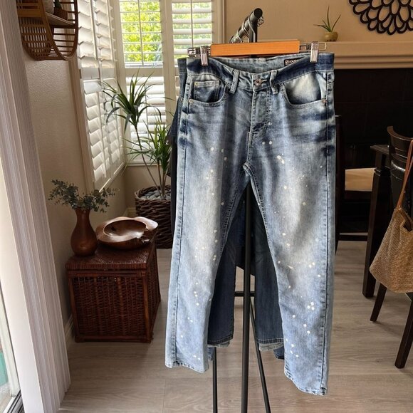 Southpole Jeans Mens Size 29X30 Blue Skinny Paint Splatter Medium Wash Denim - Picture 15 of 15